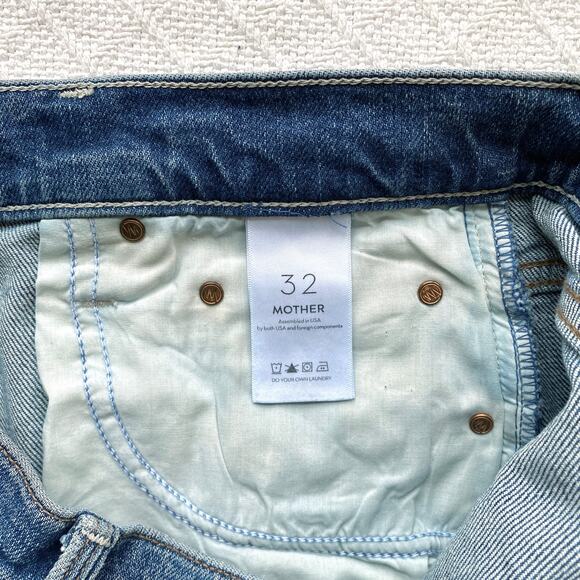 Mother Superior High Waisted Rider Skimp Jeans Cowboys Don’t Cry Wash Size 32 - Picture 12 of 16